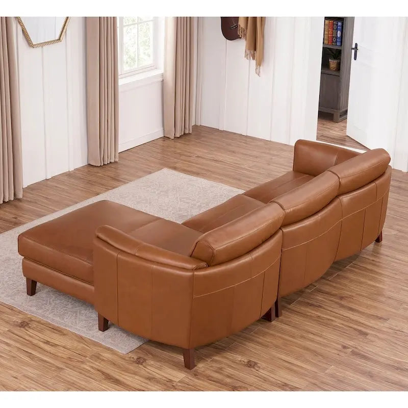 Hydeline Maui Top Grain Leather Sofa Chaise With Feather, Memory Foam and Springs