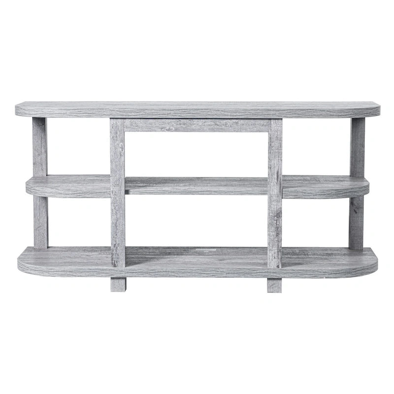 48 Modern Light Gray Fireplace TV Stands Console Table with Open Storage Shelves