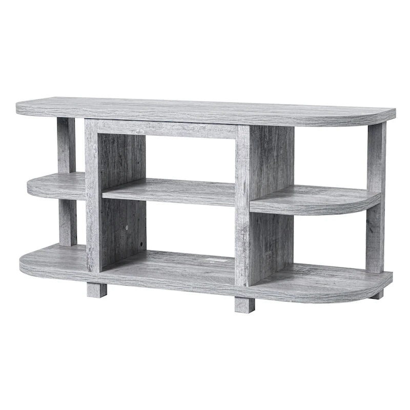 48 Modern Light Gray Fireplace TV Stands Console Table with Open Storage Shelves