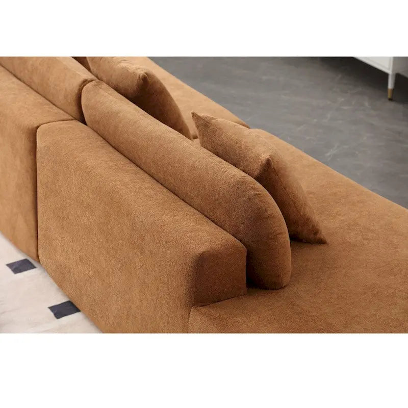 Modern Curved Terrycloth Fabric Combination Sofa No Assembly Required