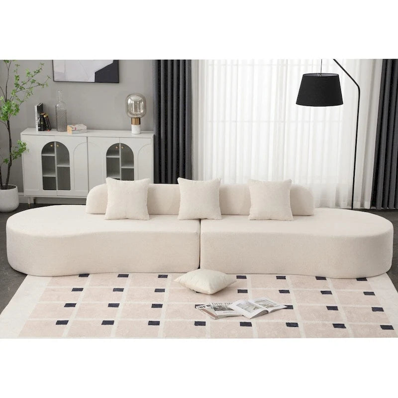 Modern Curved Terrycloth Fabric Combination Sofa No Assembly Required