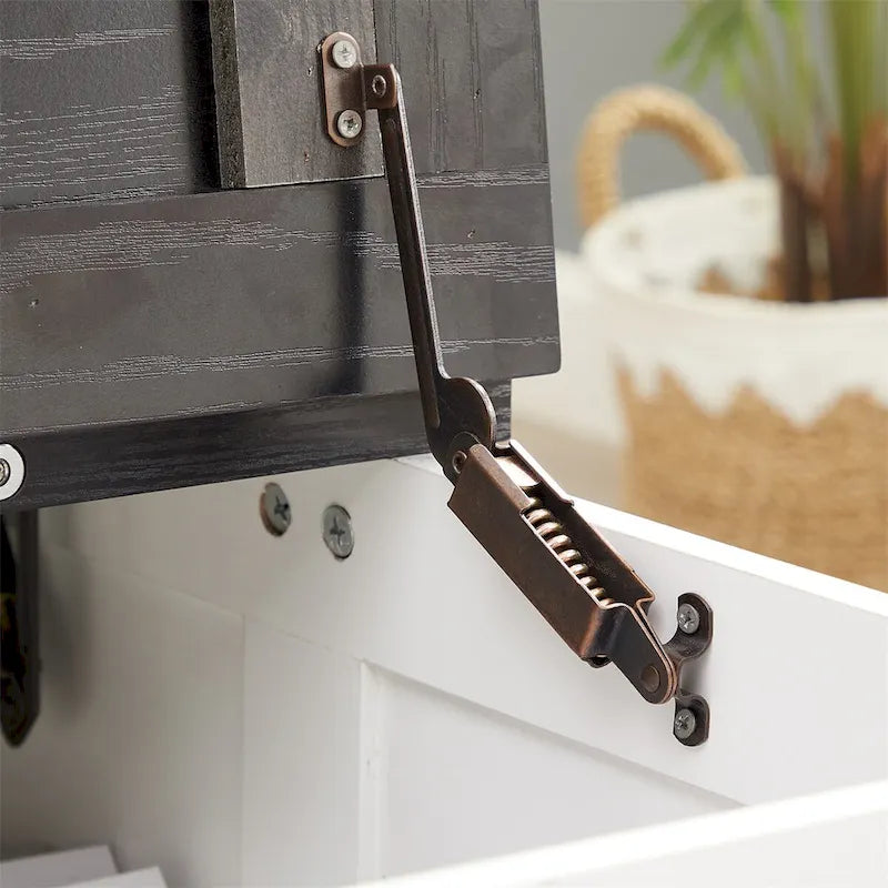 Farmhouse Coffee Table,Square Wood Center Table w/Storage Compartment