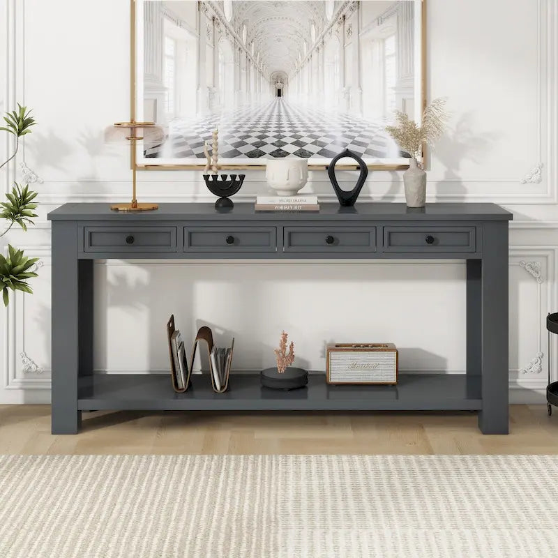 Nestfair Entryway Console Table Sofa Table with Storage Drawers and Bottom Shelf