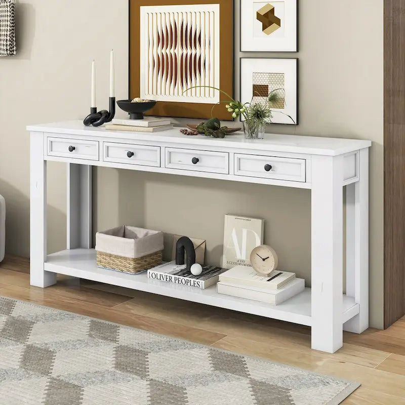 Nestfair Entryway Console Table Sofa Table with Storage Drawers and Bottom Shelf