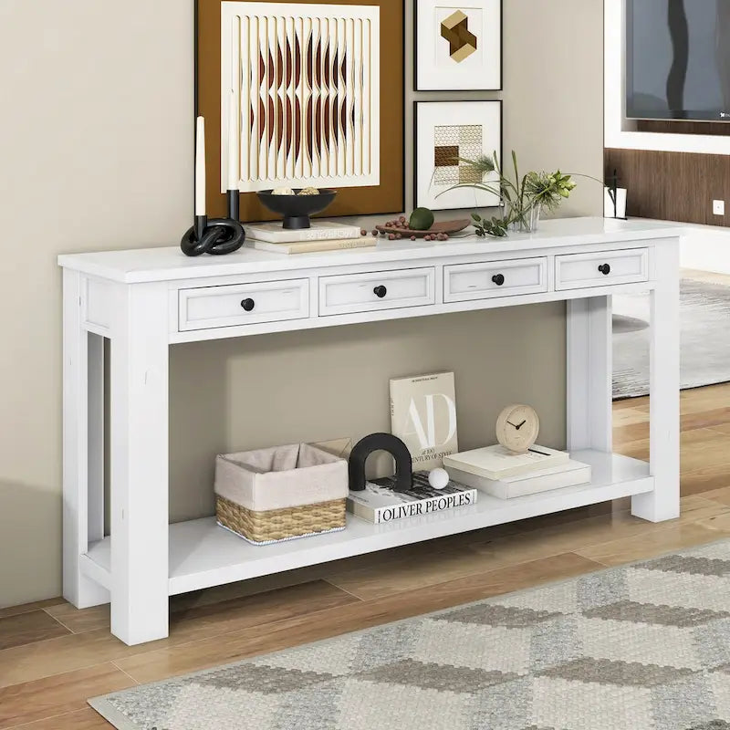 Nestfair Entryway Console Table Sofa Table with Storage Drawers and Bottom Shelf