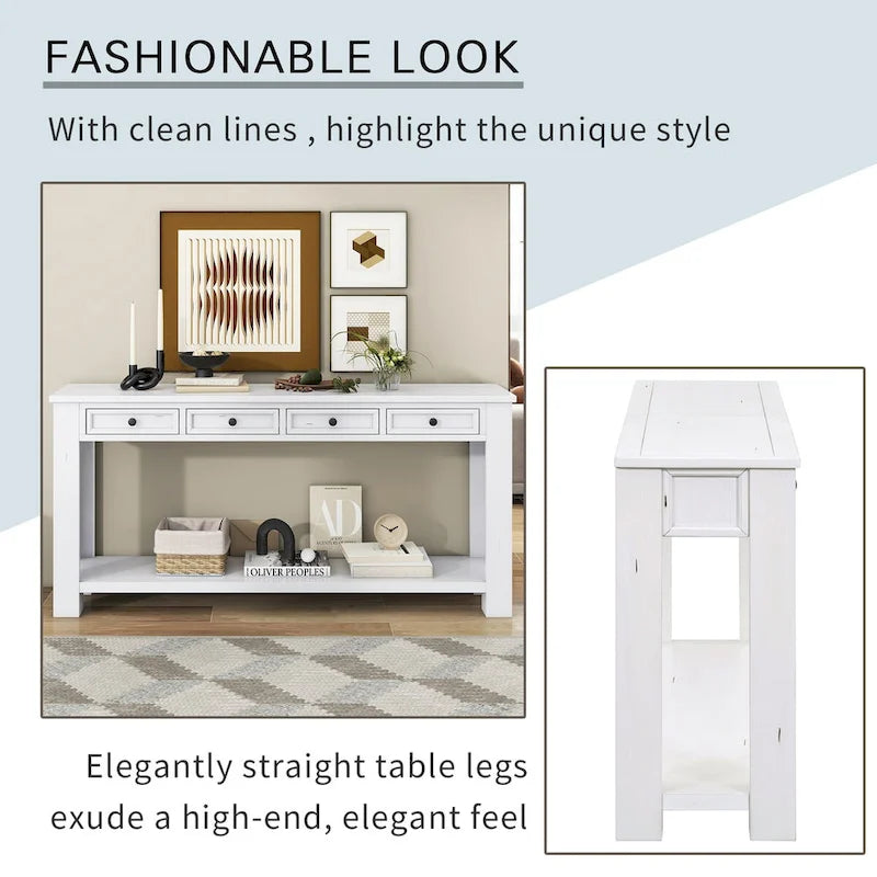 Nestfair Entryway Console Table Sofa Table with Storage Drawers and Bottom Shelf