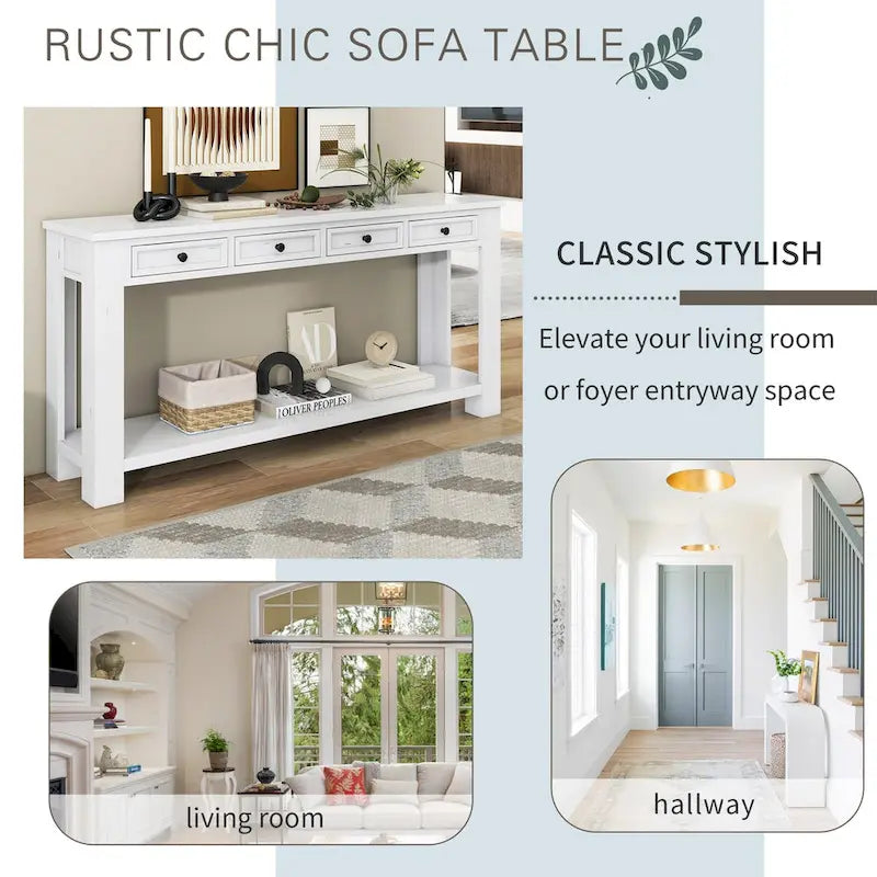 Nestfair Entryway Console Table Sofa Table with Storage Drawers and Bottom Shelf