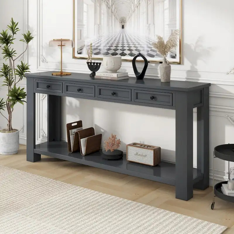 Nestfair Entryway Console Table Sofa Table with Storage Drawers and Bottom Shelf