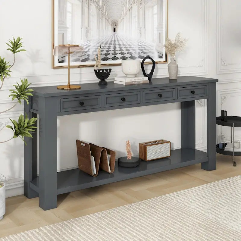 Nestfair Entryway Console Table Sofa Table with Storage Drawers and Bottom Shelf
