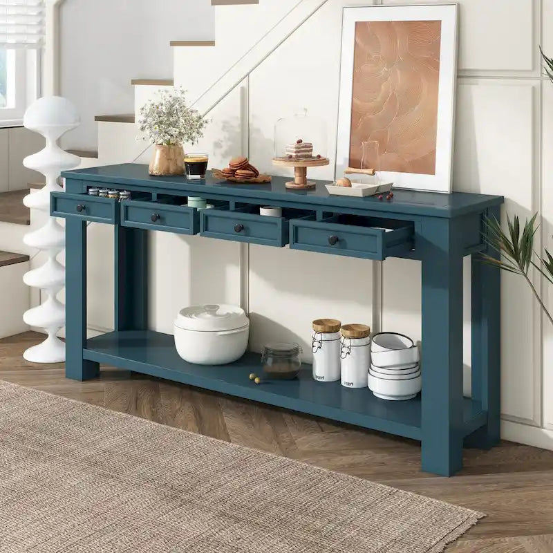 Nestfair Entryway Console Table Sofa Table with Storage Drawers and Bottom Shelf