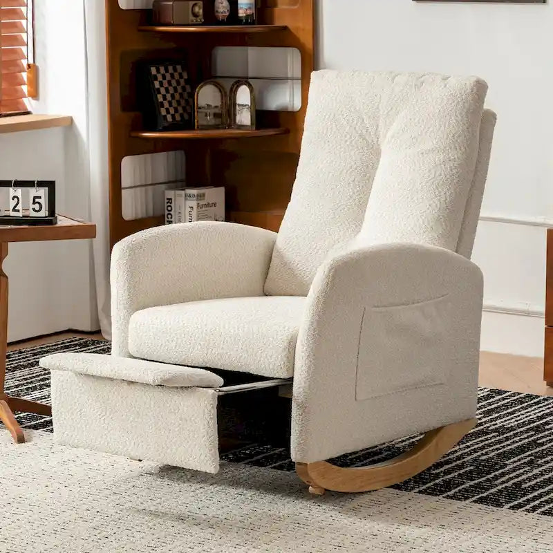 Accent Rocking Chair with Footrest High Back