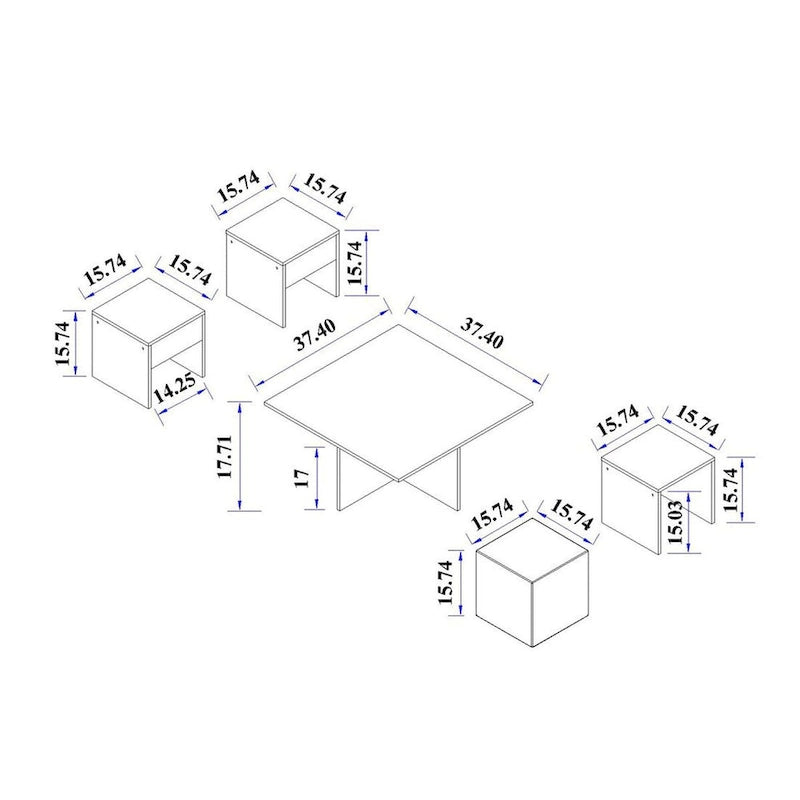 Manhattan Comfort Haley Mid-Century Modern Nested Coffee Table