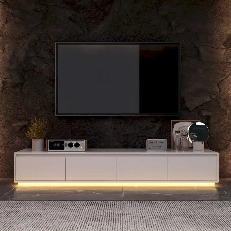 Illuminated White High Gloss Television Entertainment Center Console