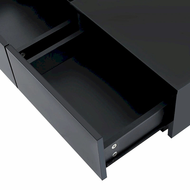 Modern Square Wood Coffee Table with Movable Top and 4 Hidden Storage Drawers