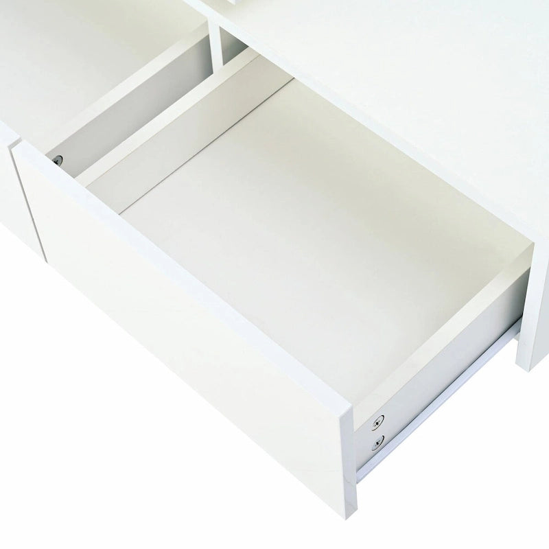 Modern Square Wood Coffee Table with Movable Top and 4 Hidden Storage Drawers