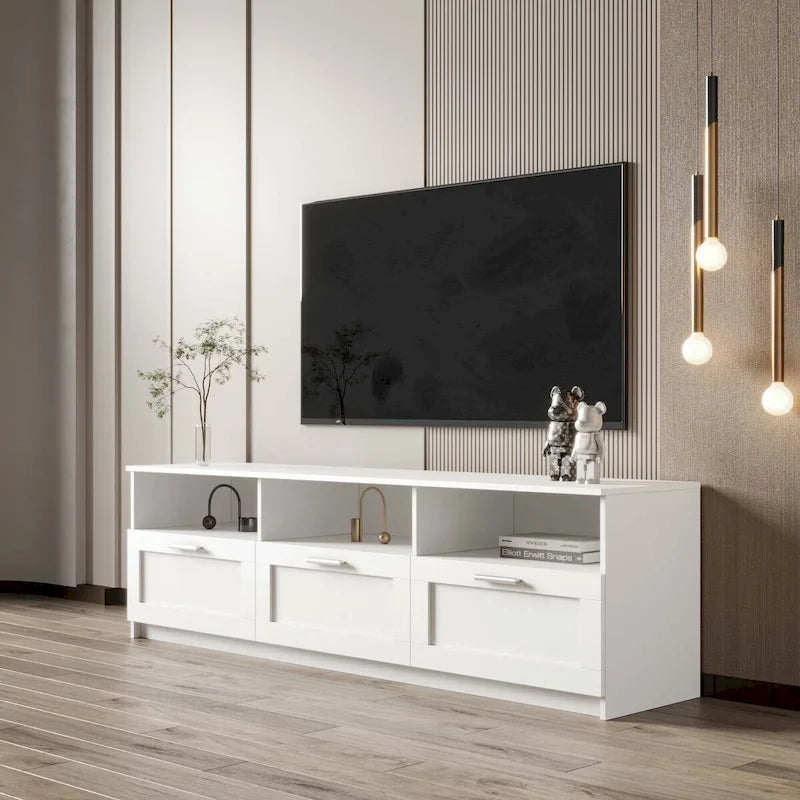 White modern minimalist TV cabinet 80 inch TV stand