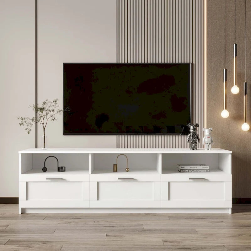 White modern minimalist TV cabinet 80 inch TV stand
