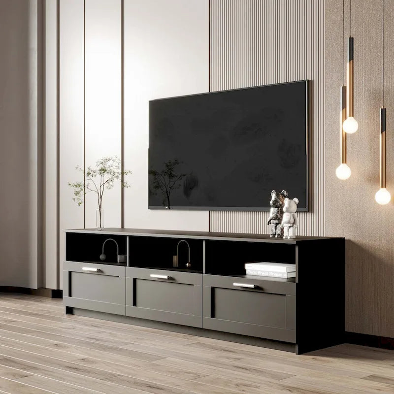White modern minimalist TV cabinet 80 inch TV stand