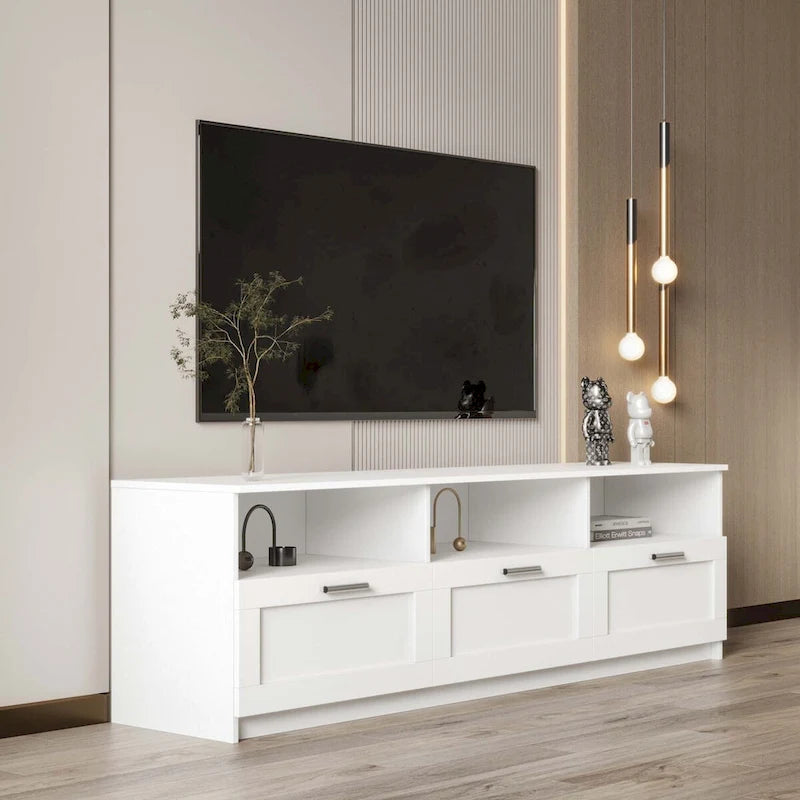 White modern minimalist TV cabinet 80 inch TV stand