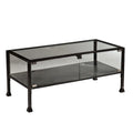 43 Black Glass And Metal Rectangular Coffee Table - 18.5 H x 42.5 W x 21 D