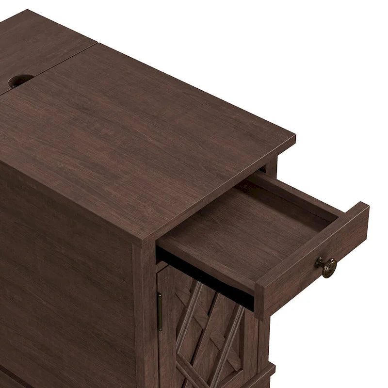 Classic Charging End Table with USB Ports and Storage - 23 in Height