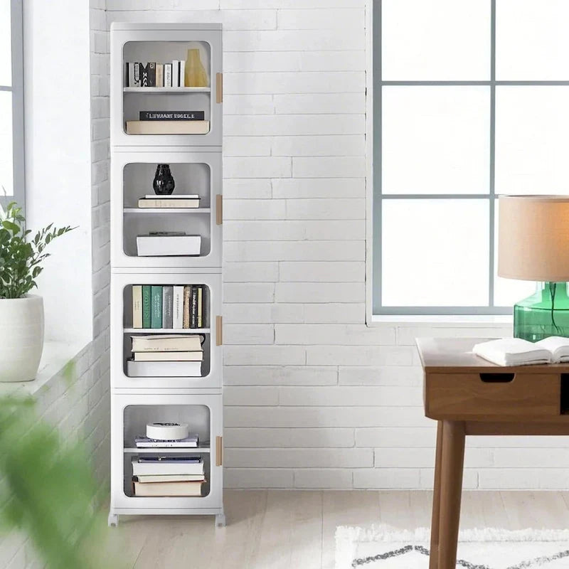 Javlergo 65 Narrow Tall Storage Bin, 4 Tier Foldable Kitchen Storage Cabinet Organizer,Freestanding Kitchen Pantry