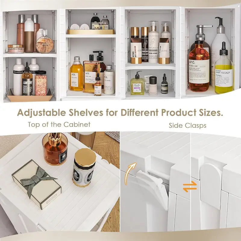 Javlergo 65 Narrow Tall Storage Bin, 4 Tier Foldable Kitchen Storage Cabinet Organizer,Freestanding Kitchen Pantry