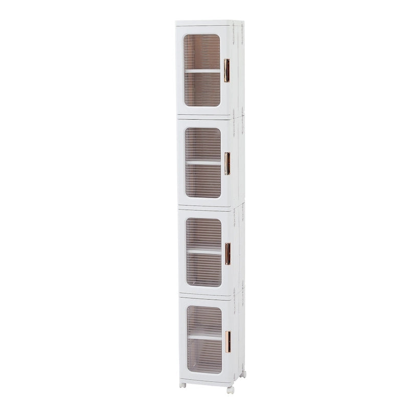 Javlergo 65 Narrow Tall Storage Bin, 4 Tier Foldable Kitchen Storage Cabinet Organizer,Freestanding Kitchen Pantry