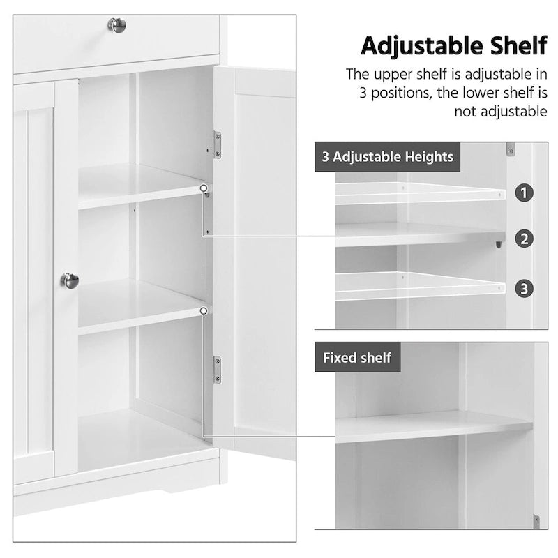 Yaheetech Bathroom Storage Cabinet Free-Standing Floor Cabinet With 4 Drawers and 2 Doors - N/A