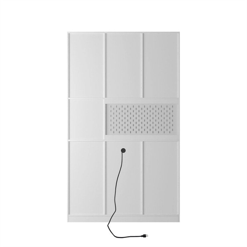 Kitchen Pantry Cabinet with Microwave Stand and 2 Drawers, Freestanding Buffet Cupboards Sideboard with Charging Station