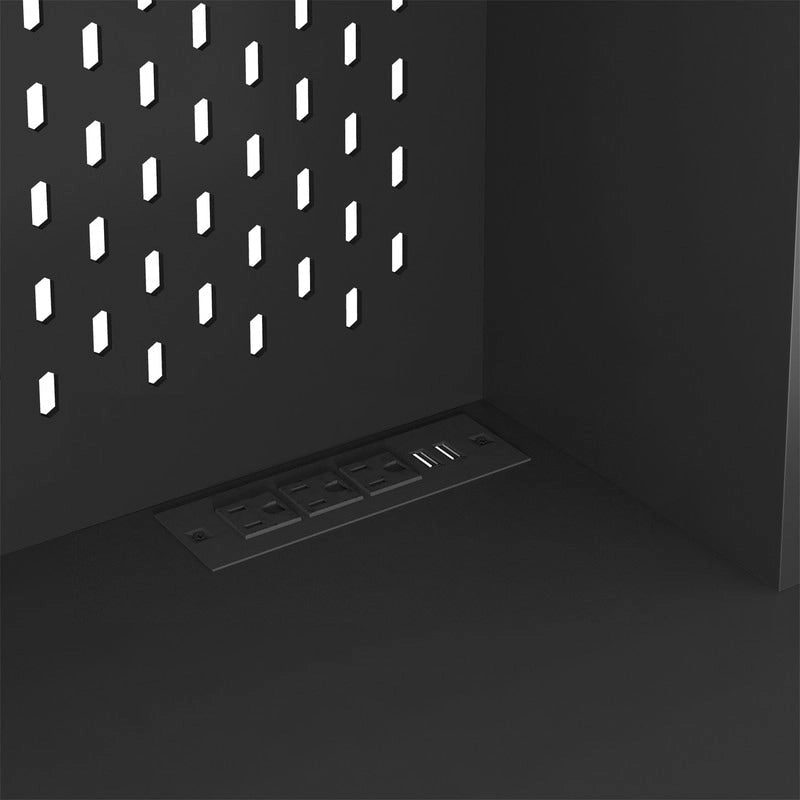 Kitchen Pantry Cabinet with Microwave Stand and 2 Drawers, Freestanding Buffet Cupboards Sideboard with Charging Station