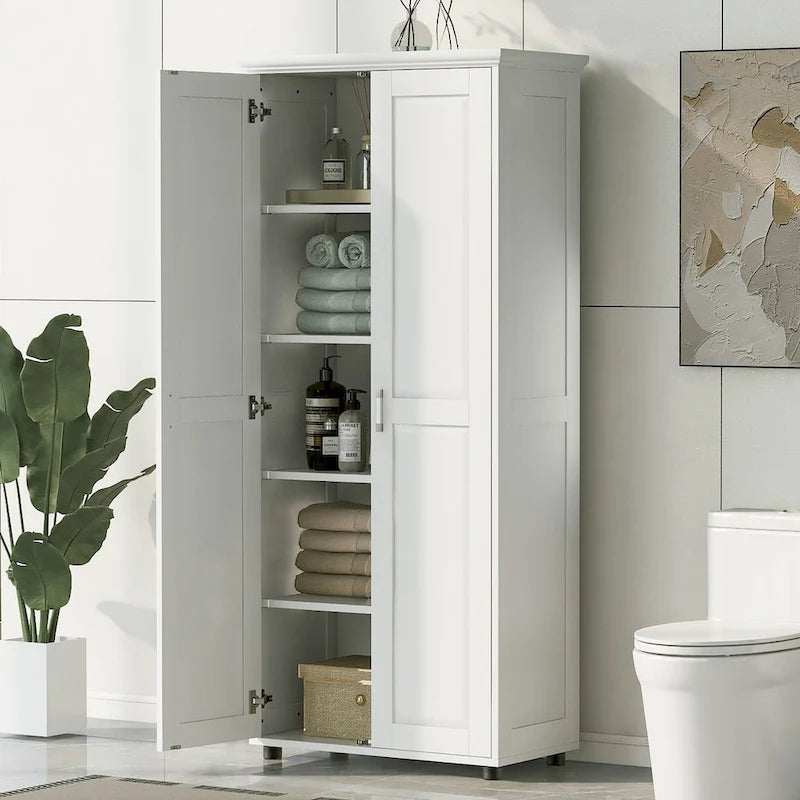 Storage Cabinet with Two Doors for Bathroom,Adjustable Shelf, MDF Board