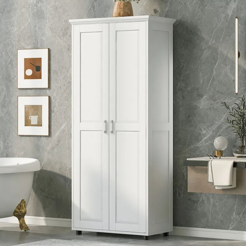 Storage Cabinet with Two Doors for Bathroom,Adjustable Shelf, MDF Board