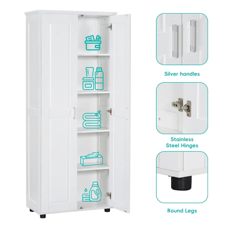 Storage Cabinet with Two Doors for Bathroom,Adjustable Shelf, MDF Board