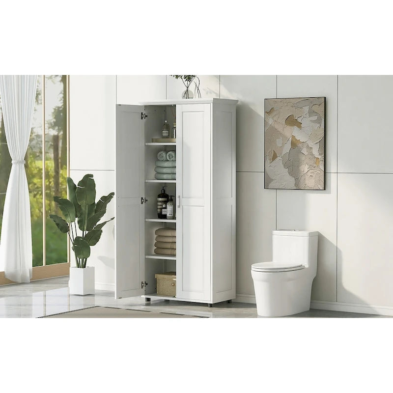 Storage Cabinet with Two Doors for Bathroom,Adjustable Shelf, MDF Board