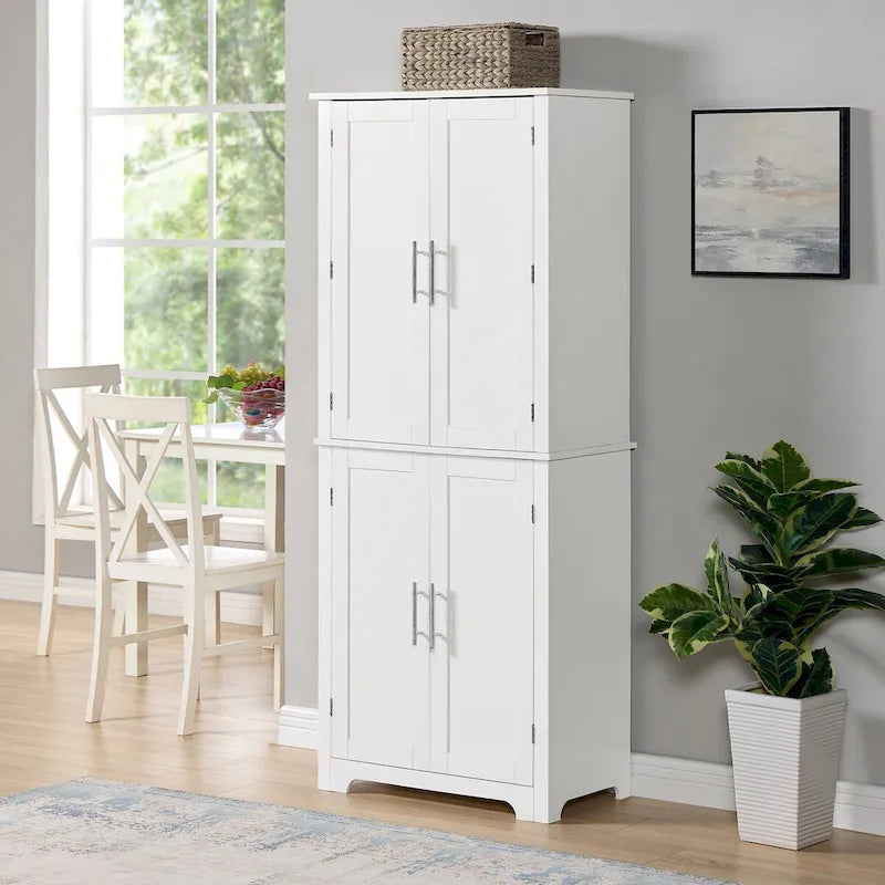 67 Tall MDF 4-door Bathroom Storage Cabinet with Adjustable Shelves - 28 X 67