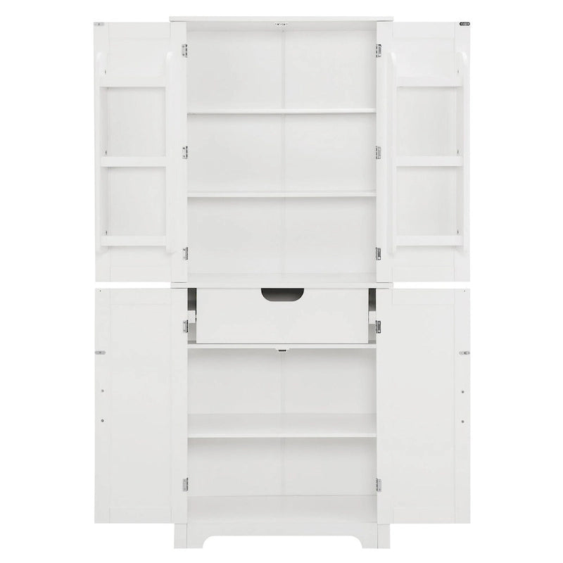 67 Tall MDF 4-door Bathroom Storage Cabinet with Adjustable Shelves - 28 X 67