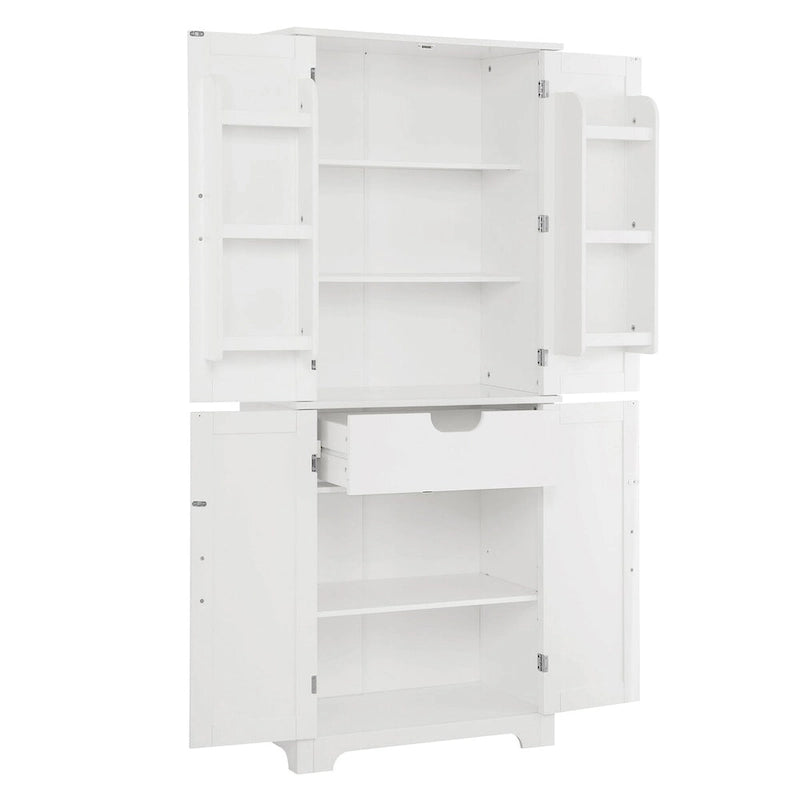 67 Tall MDF 4-door Bathroom Storage Cabinet with Adjustable Shelves - 28 X 67