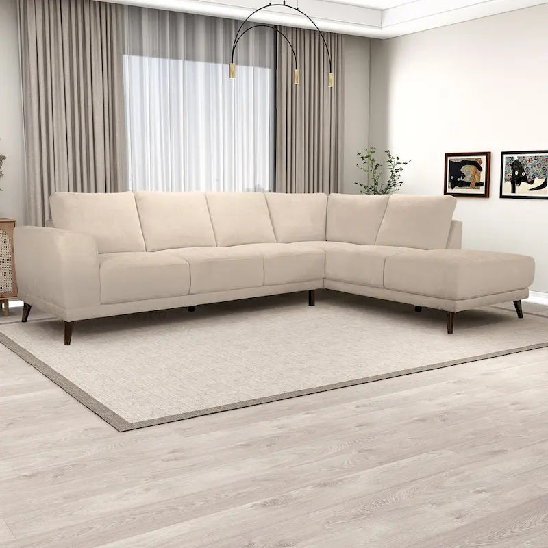 Cozy Nook Mid-Century Modern Performance Fabric Sectional Sofa