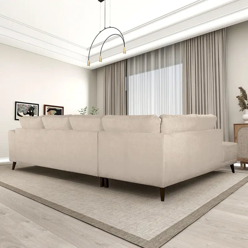 Cozy Nook Mid-Century Modern Performance Fabric Sectional Sofa