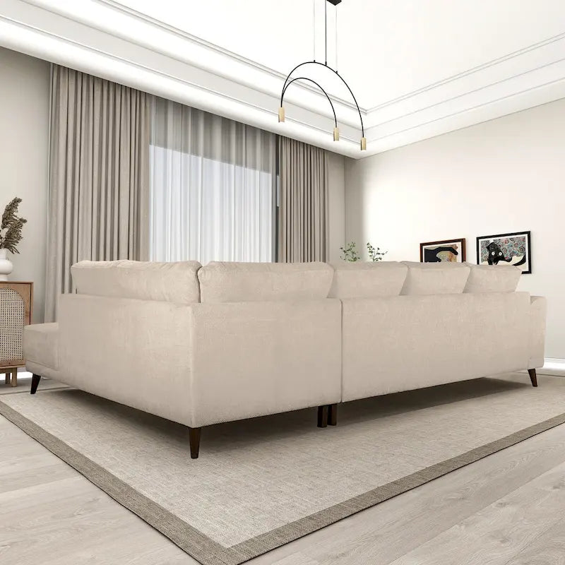 Cozy Nook Mid-Century Modern Performance Fabric Sectional Sofa