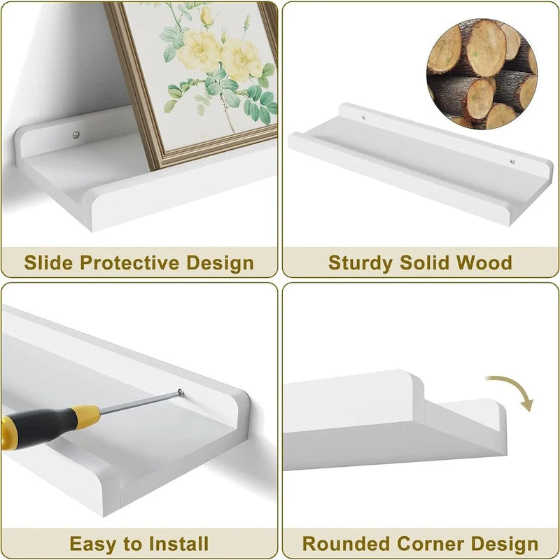 white Floating Shelves for Wall Set of 4, ,15.6 Inch