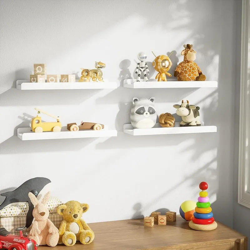 white Floating Shelves for Wall Set of 4, ,15.6 Inch