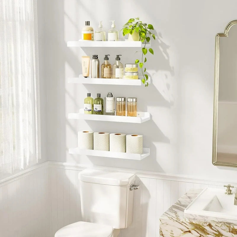 white Floating Shelves for Wall Set of 4, ,15.6 Inch