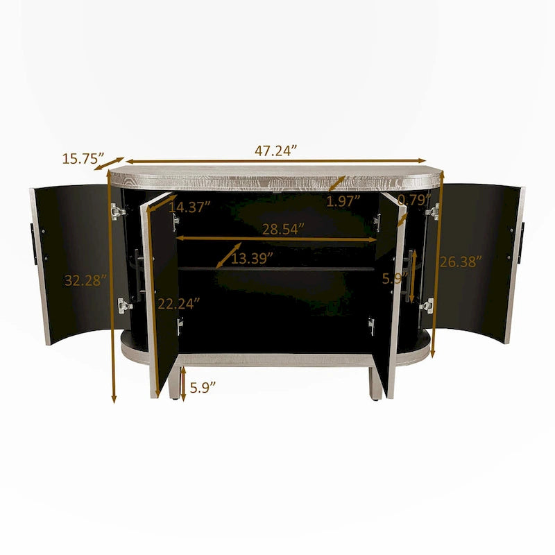 Modern 47.2-Inch Decorative Storage Cabinet with Adjustable Shelves