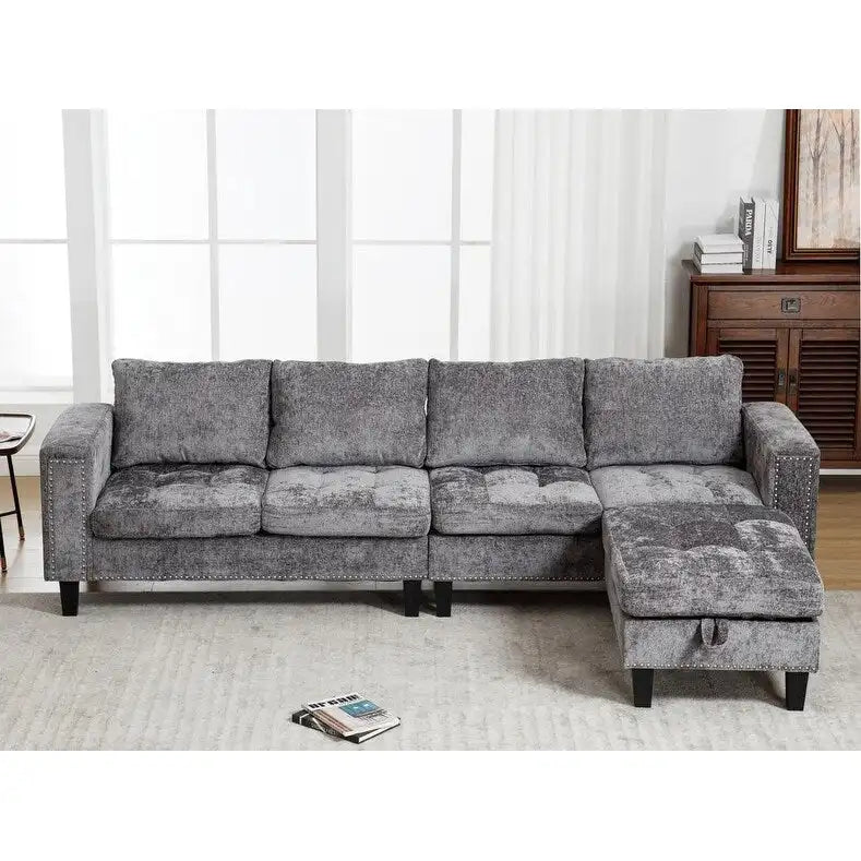 5-Seat Modular L-Shaped Convertible Sectional Sofa