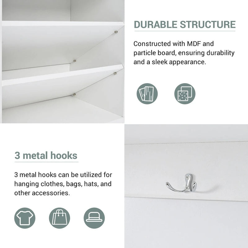 Merax 5-in-1 Entryway Hall Tree with Shoe Storage Bench