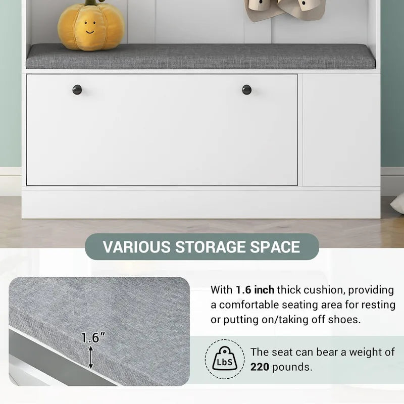 Merax 5-in-1 Entryway Hall Tree with Shoe Storage Bench