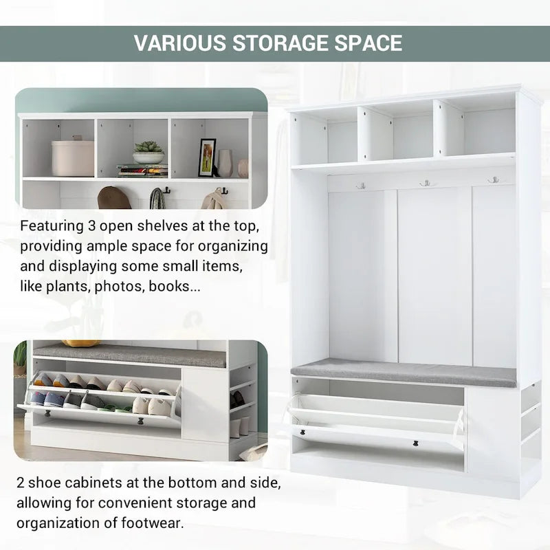 Merax 5-in-1 Entryway Hall Tree with Shoe Storage Bench