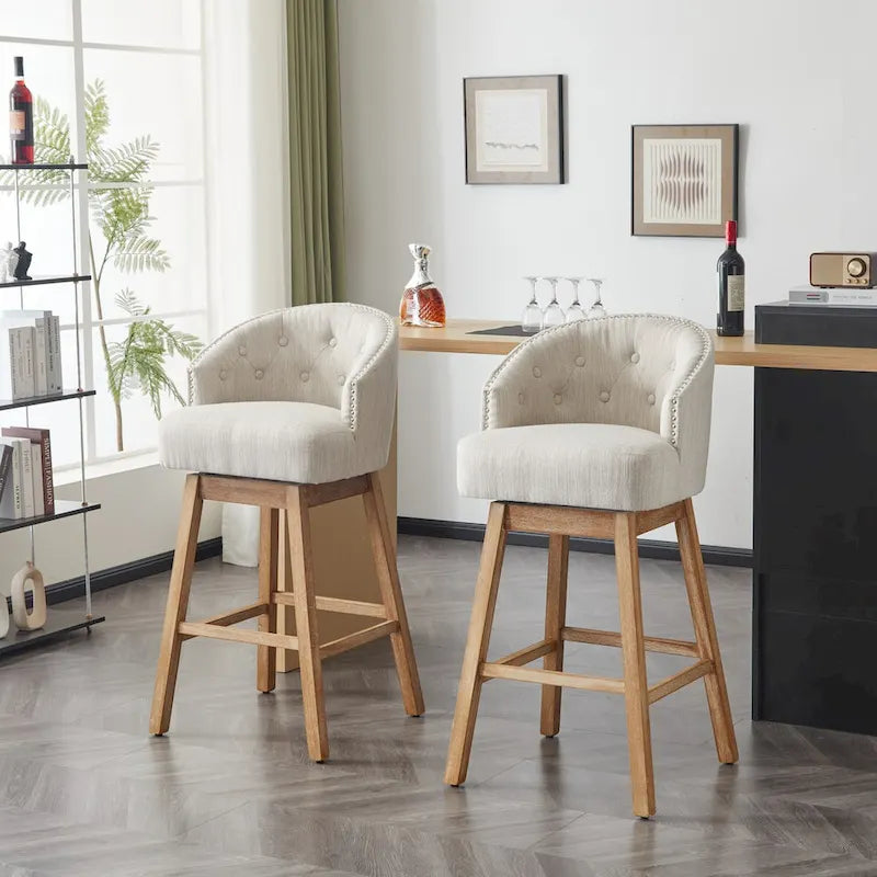 Moore Modern Rubberwood Swivel 33.25-Inch Barstool (set of 2) by Christopher Knight Home
